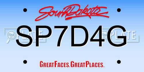 SP7D4G South Dakota License Plate