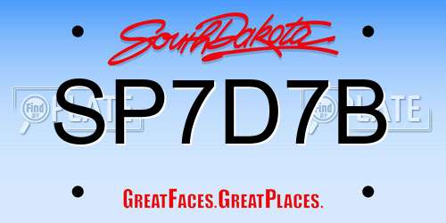 SP7D7B South Dakota License Plate