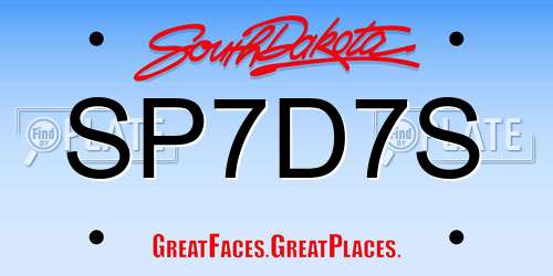 SP7D7S South Dakota License Plate