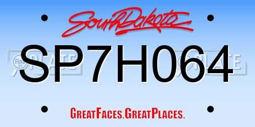 SP7H064 South Dakota License Plate