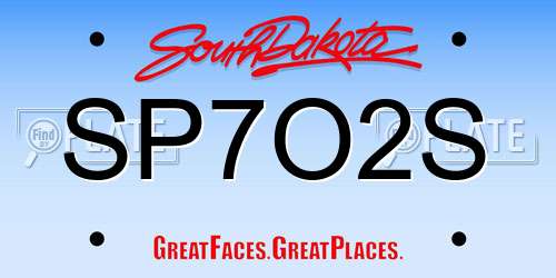 SP7O2S South Dakota License Plate