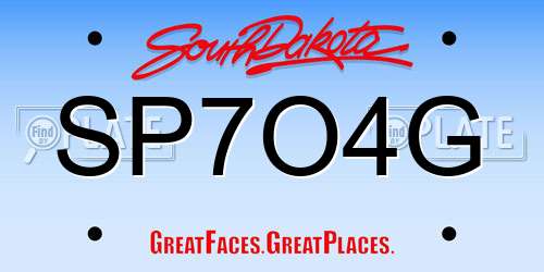 SP7O4G South Dakota License Plate