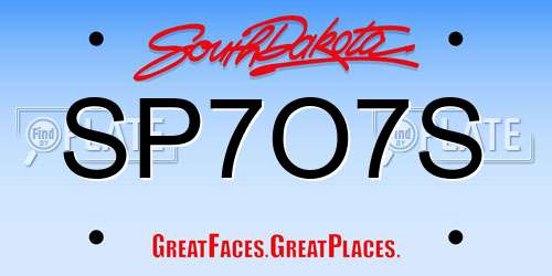 SP7O7S South Dakota License Plate