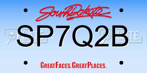 SP7Q2B South Dakota License Plate