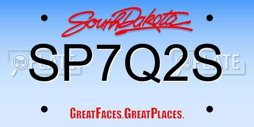 SP7Q2S South Dakota License Plate