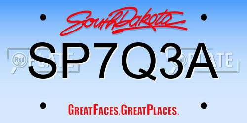 SP7Q3A South Dakota License Plate