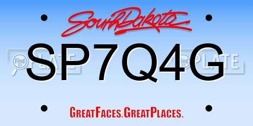 SP7Q4G South Dakota License Plate