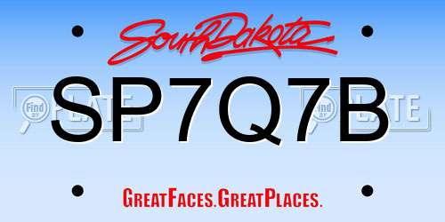 SP7Q7B South Dakota License Plate