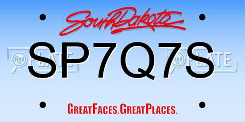 SP7Q7S South Dakota License Plate