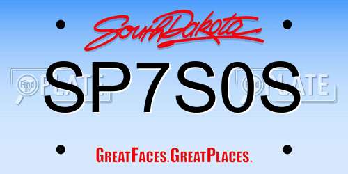 SP7S0S South Dakota License Plate