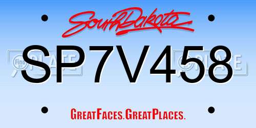 SP7V458 South Dakota License Plate