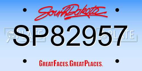 SP82957 South Dakota License Plate
