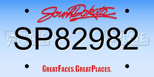 SP82982 South Dakota License Plate