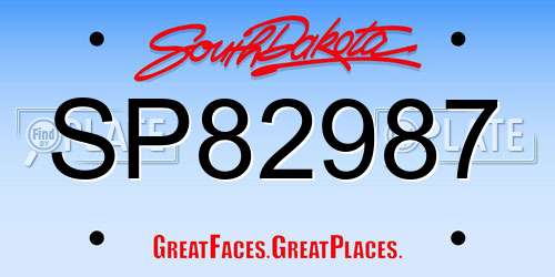 SP82987 South Dakota License Plate