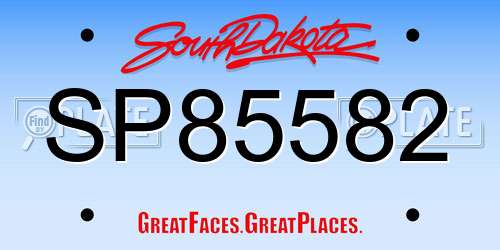 SP85582 South Dakota License Plate