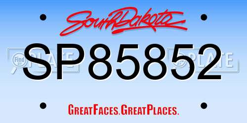 SP85852 South Dakota License Plate