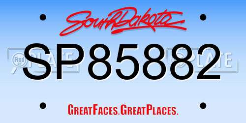 SP85882 South Dakota License Plate