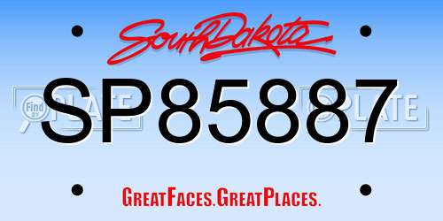 SP85887 South Dakota License Plate