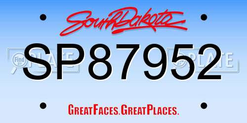 SP87952 South Dakota License Plate