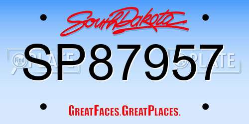 SP87957 South Dakota License Plate