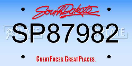 SP87982 South Dakota License Plate