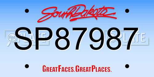 SP87987 South Dakota License Plate