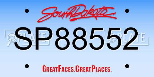 SP88552 South Dakota License Plate