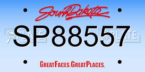 SP88557 South Dakota License Plate