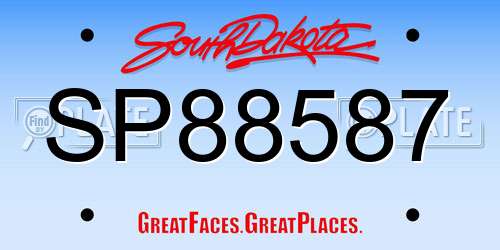 SP88587 South Dakota License Plate