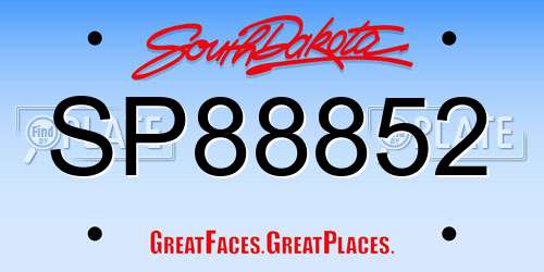 SP88852 South Dakota License Plate