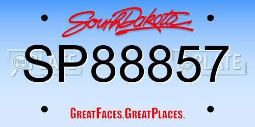 SP88857 South Dakota License Plate