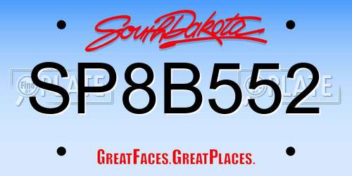 SP8B552 South Dakota License Plate