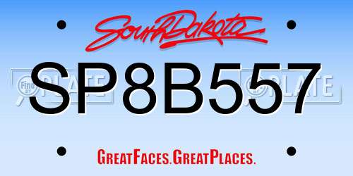 SP8B557 South Dakota License Plate