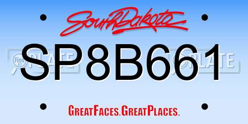 SP8B661 South Dakota License Plate