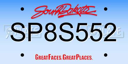 SP8S552 South Dakota License Plate