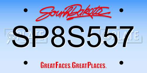 SP8S557 South Dakota License Plate
