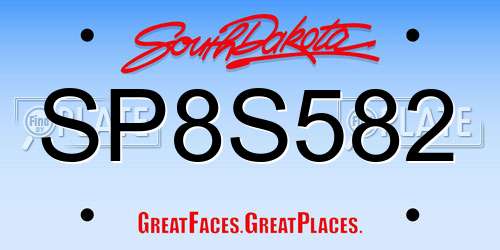 SP8S582 South Dakota License Plate