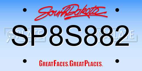 SP8S882 South Dakota License Plate