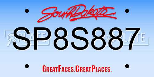 SP8S887 South Dakota License Plate