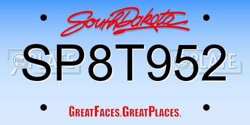 SP8T952 South Dakota License Plate