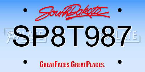 SP8T987 South Dakota License Plate