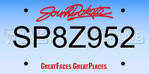 SP8Z952 South Dakota License Plate