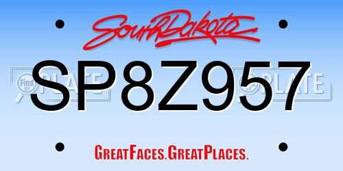 SP8Z957 South Dakota License Plate