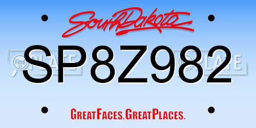 SP8Z982 South Dakota License Plate