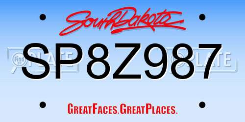 SP8Z987 South Dakota License Plate