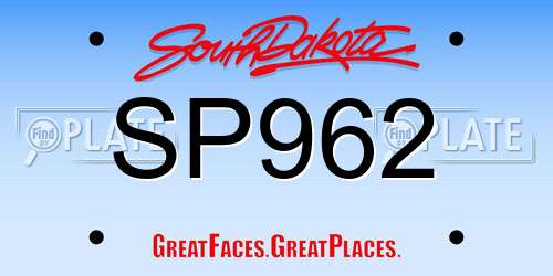 SP962 South Dakota License Plate