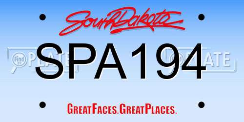 SPA194 South Dakota License Plate