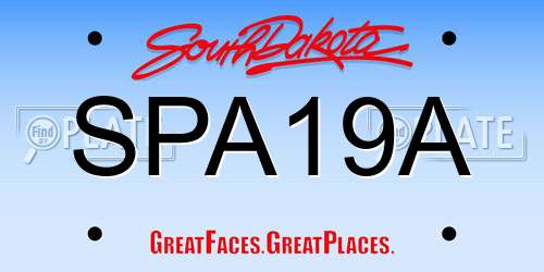 SPA19A South Dakota License Plate