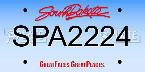 SPA2224 South Dakota License Plate