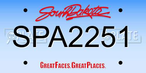 SPA2251 South Dakota License Plate